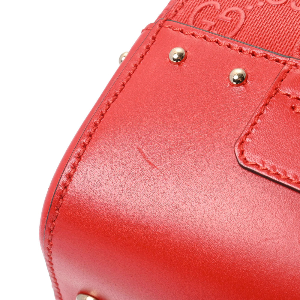 GUCCI Bright Diamante Studded Red Leather Handbag - Picture 8 of 9